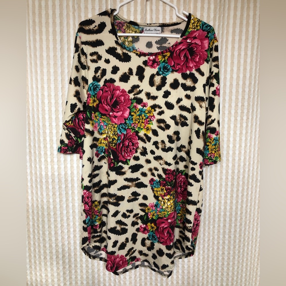 Southern Charm Floral Leopard Print Top